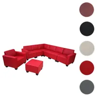 Mendler Modular Sofa-System Couch-Garnitur Lyon 6-2, Kunstleder ~ rot