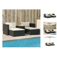 vidaXL 5tlg. Garten-Sofagarnitur mit Kissen Schwarz Poly Rattan Akazie