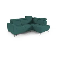 MOEBLO Ecksofa MOSTA II, Couch für Wohnzimmer, Schlafsofa Sofagarnitur Sofa Eckcouch L-Form Wohnlandschaft, Verstellbaren Kopfstützen- (BxHxT): 268x93/109x204 cm, mit Schlaffunktion und Bettkasten grün