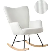 Beliani Schaukelsessel ARSET Cord 78 x 95 x 70 cm Cremeweiß