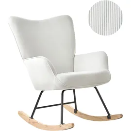 Beliani Schaukelsessel ARSET Cord 78 x 95 x 70 cm Cremeweiß