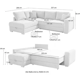 luma-home Eckcouch Cord 2-Sitzer Beige