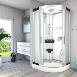 AcquaVapore Komplettdusche mit Schiebetür 80 x 80 cm weiß Sicherheitsglas D58-00M1