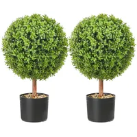 Vevor 2x Buchsbaumkugel Künstlich 559mm Garten Deko Buchsbaum im Blumentopf Kugel künstlich Buchskugel Kunstpflanze aus PE, Holz, PP inkl. 4 Stk. Dekorative Schmetterlinge und 10 Stk. Ersatzblätter