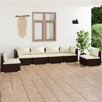 vidaXL 6-tlg. Garten-Lounge-Set mit Kissen Poly Rattan Braun - Braun