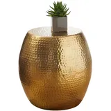 KADIMA DESIGN Beistelltisch `Enns`: Orientalisch, Hammerschlag-Struktur, Aluminium, Gold, 42x42x42 cm