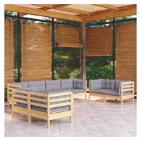 vidaXL 8-tlg. Garten-Lounge-Set mit Grauen Kissen Kiefer Massivholz