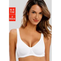 T-Shirt-BH PETITE FLEUR, Damen, Gr. 85, Cup E, schwarz-weiß (weiß, schwarz), Jersey, Obermaterial: 90% Baumwolle, 10% Elasthan, klassisch, BHs T-Shirt-BH Bügel-BH BH, mit Bügel, ohne Schale