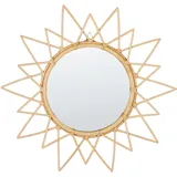 Beliani Wandspiegel AROEK 61 cm 61 cm Rattan Naturfarben
