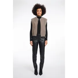 RINO & PELLE "ELONA", Damen, Gr. S (36), grau (taupe), Bouclé, Obermaterial: 59% Polyamid, 26% Polyester, 15% Viskose, unifarben, regular fit taillenbedeckt, Westen, mit Bündchen