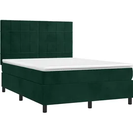 vidaXL Boxspringbett 140 x 200 cm Dunkelgrün