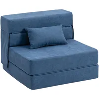 Bodensofa. Polstercouch. In Matratze Umwandelbar. Schaumstoff. Kissen. Dunkelblau