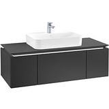 Villeroy & Boch Legato Waschtischunterschrank B757L0PD 120x38x50cm, mit LED-Beleuchtung, Black Matt Lacquer