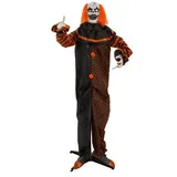 Europalms Halloween Figur Pop-Up Clown, animiert, 180cm | Animierte Figur mit Licht- und Soundeffekten