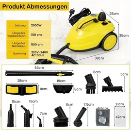 Fantask 2000W Dampfreiniger 1,8L Gelb
