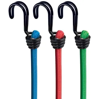 PARENCE.- Set mit 3 elastischen Spannern mit Haken/Gurten, ideal für Lastentransport, Verpackung, Camping - 60cm Basis