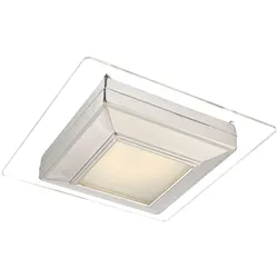 Deckenleuchte Hängelampe LED Beleuchtung Deckenlampe, Chrom verspiegelt, satiniert, quadratisch, 12 Watt, LxBxH: 23x23x10 cm