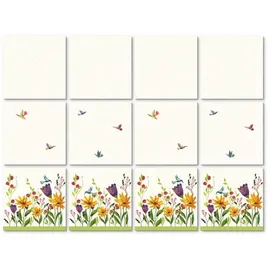 wall-art K&L Wall Art Fliesenaufkleber »Blumenwiese mit Vögeln«, selbstklebend