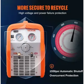 Vevor Kältemittelabsauggerät Kältemittel Absaugstation, 3/4 Ps Kältemittel Absauggerät Refrigerant Recovery Machine 220-240 V, 4,85 lbs/min
