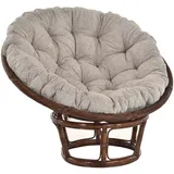 Krines Home XXL-Sessel Papasansessel XXL mit Kissen Relax Papasan Chair (120cm), Natur Rattan Liegesessel braun