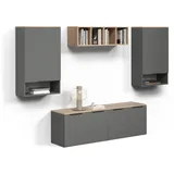 livinity® Wohnwand, Piave Anthrazit, 5 Teile