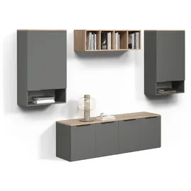 livinity® Wohnwand, Piave Anthrazit, 5 Teile