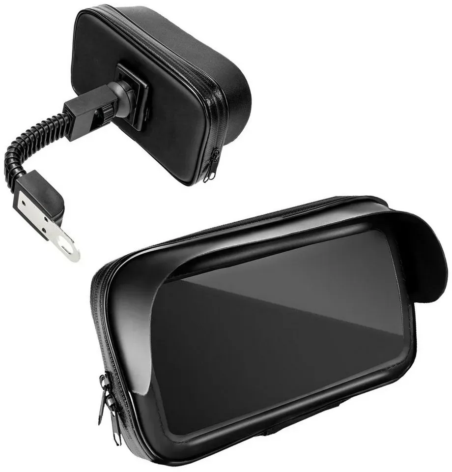 CoolGadget Universalhalter Spiegel Handy-Halterung, (bis 6,3 Zoll, Universal Spiegel Smartphone Halter Motorrad Bike Roller Tasche) schwarz