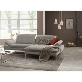 W.Schillig Ecksofa "enjoy&MORE, Designsofa, elegant und bequem, L-Form", grau (stone r66), B:294cm H:87cm T:185cm, Chenille-Flachgewebe R66 (85% Polyester, 15% Nylon);Longlife Xtra-Leder Z59: Glattleder mit modischer Prägung.