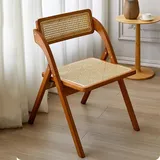 Mgchowue Rattan-Klappstühle, Außenbereich Hölzernes Retro Klappbarer Stuhl, Zuhause Balkon Draußen Chair Sitz, Esszimmer Holz/Rattan-Stuhl Leichter (Color : Style 2)