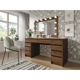 Mirjan24 Schreibtisch Ada Bis, Schlafzimmer Kosmetiktisch mit neun Schubladen (Farbe: Nuss Okapi)