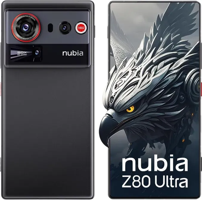 nubia Z80 Ultra 5G, unblockiertes Android-Smartphone, Snapdragon 8 Elite (Gen 5), 50MP KI-Triple-Kamera, 80W kabelloses Aufladen, 6,8‐Zoll 144Hz AMOLED‐Fullscreen, Gaming‐Smartphone (schwarz, 16+512G)