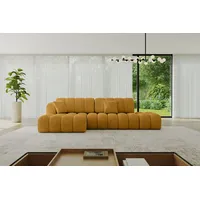 altdecor Ecksofa Cord mit Schlaffunktion 2-Sitzer Senfgelb