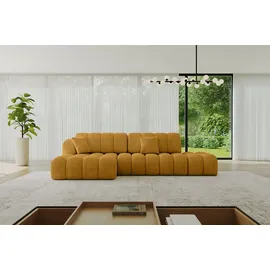 altdecor Ecksofa Cord mit Schlaffunktion 2-Sitzer Senfgelb