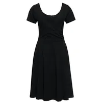 Queen Kerosin Damen Swing Kleid Classic Black Sommerkleid Schwarz 50S 40S 60S Black Dress Vintage Rockabilly Rockabella Basic - M