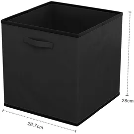 Intirilife 6x faltbare Aufbewahrungs-Stoffbox in Schwarz - 26.7 x 26.7 x 28 cm - Multifunktionale Sammelbox zum Kombinieren mit Schränken oder