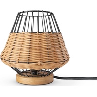 Paco Home Tischleuchte »PUNTO«, Rattan LED Käfig Lampe Boho Style Nacht Rustikal Holz E27