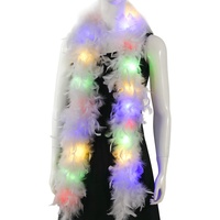 Larryhot Chandelle weiße Federboa – 2 m 75 g bunte 20 LED-Lichter Boas für Party, Hochzeit, Halloween-Kostüm, Weihnachtsbaum und Heimdekoration (weiß)