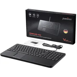 Perixx PERIBOARD-534 H DE, Kabelgebundene USB Tastatur - mit Touchpad und 2x Hub