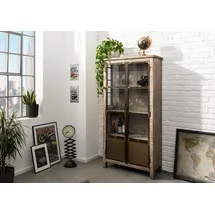 MASSIVMOEBEL24.DE Vitrine Mango 90 x 40 x 180 cm Braun