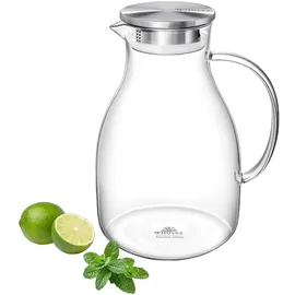 wilmax england Wilmax WL-888211/A Borosilikatglas Krug mit Edelstahldeckel, 2500ml, Kapazität