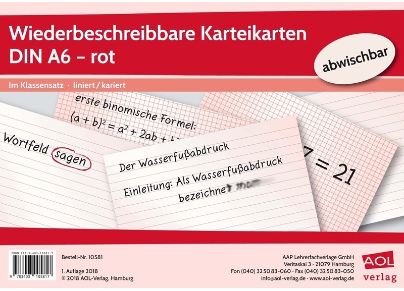 Wiederbeschreibbare Karteikarten Din A6 - Rot