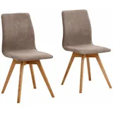 Andas Esszimmerstuhl "Rania", beige (taupe, eichefarben), B:45cm H:91cm T:55cm, Luxus-Microfaser in Lederoptik (100% Polyester);Echtleder, Stühle, Esszimmerstuhl, Eiche, 2er/4er/6er-Set, Küchenstuhl