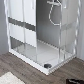 Kiamami Valentina Venere Duschkabine mit Eckeinstieg 70 x 100 cm weißes Glas mit Siebdruck