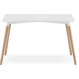 home collective Esstisch Tisch Küchentisch Esszimmertisch klein 120cm Länge + 80cm Breite weiss mit Vollholzbeinen in Natur