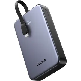 UGREEN Pb505, 20000 mAh, 22.50 W), Powerbank 20000mAh 22.5W mit integriertem USB-C-Kabel
