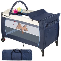 tectake Baby-Reisebett Hund, Tragbar blau