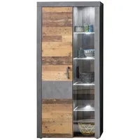VCM ebuy24 Vitrine Grau, 87x189x34 cm, Wohnzimmer, Wohnwände, Vitrinenschränke