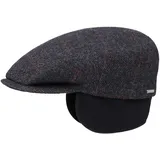 Stetson Kent Ohrenklappen Flatcap Herren - Schiebermütze mit Klappen für Ohren - Flatcap mit Fischgrätmuster - Ohrenmütze Herbst/Winter - Schirmmütze anthrazit 56 cm - 56