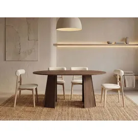 WFL GROUP Runder Ausziehtisch 100-140 x 76 cm Dunkelbraun