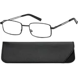 Hubeye Lesebrille Herren Rechteck Metallrahmen Edelstahl Material Federscharniere Anti-blaues licht Computer Lesebrille mit Brillenholster 1.00